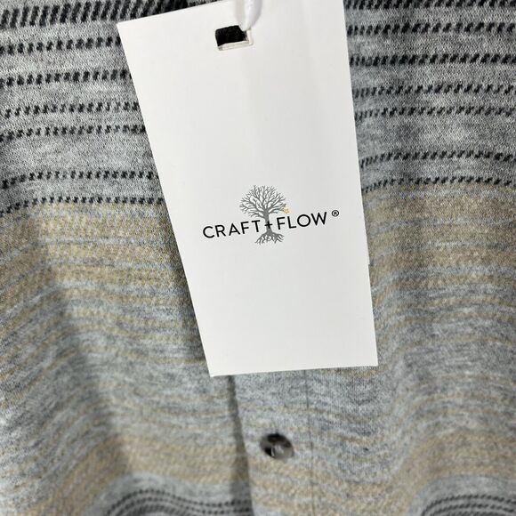 CRAFT FLOW LONG SLEEVE BUTTON DOWN SHIRT MENS SMALL COLLARED STRIPED RAYON NWT - Picture 4 of 14